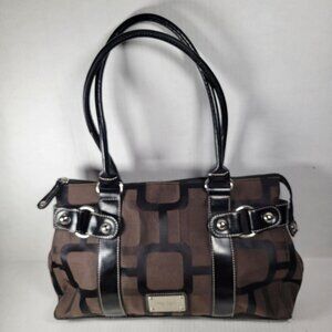 Nine West Brown Classic Professional Sophisticated Cotton Geometric Handbag